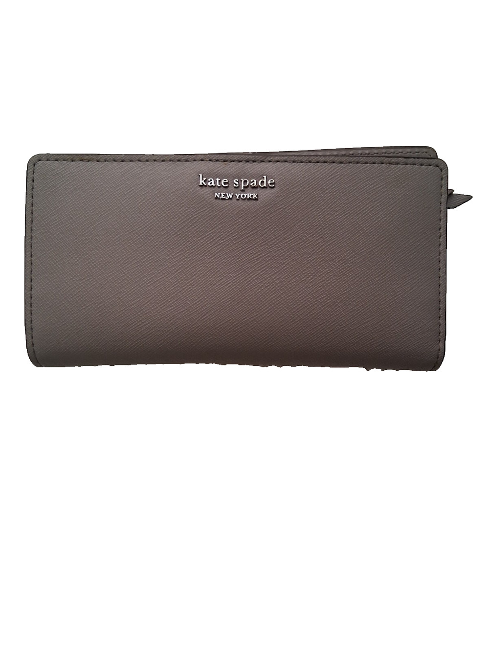 Kate Spade New York Bi Fold Slim Cameron Saffiano Leather Large Wallet-Beige